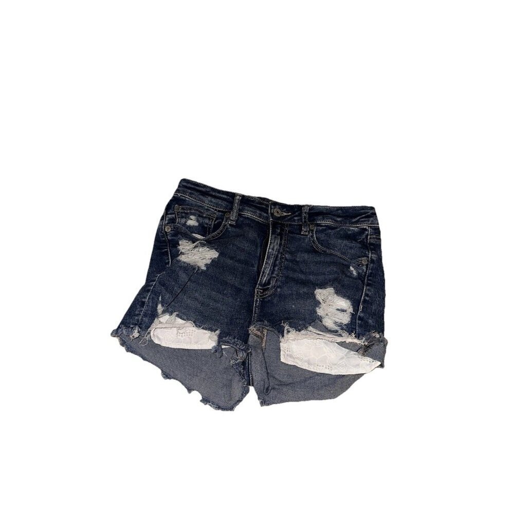 American Eagle Hi-Rise Shortie Shorts Women Size 6 Distressed